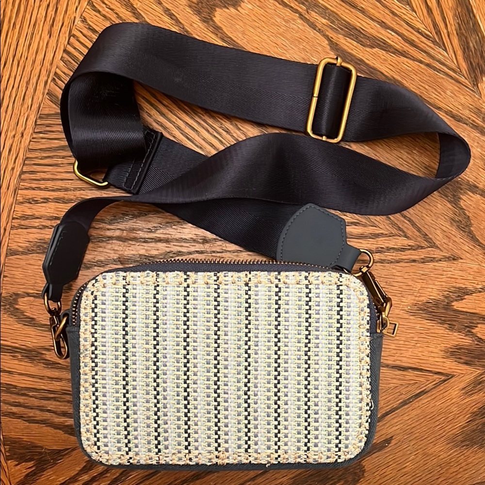 Dolce Vita Cream, denim, blue, green Crossbody Bag 8 inches X 5 X 3